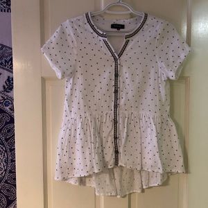 Roolee White Button Up Peplum